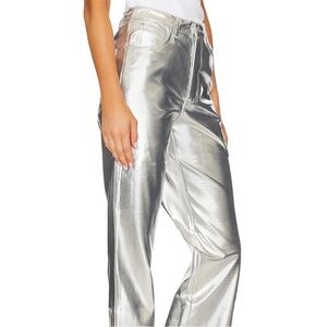 WeWoreWhat Metallic Silver Straight-Leg Pants